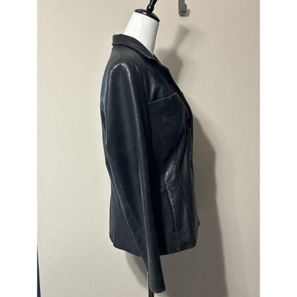 Wilson’s Genuine Leather Women’s Sz L Pelle Studio Black Blazer Jacket Coat - Picture 5 of 16